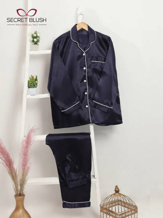 Luxury Silk Satin Unisex Nightwear Set – Free Size